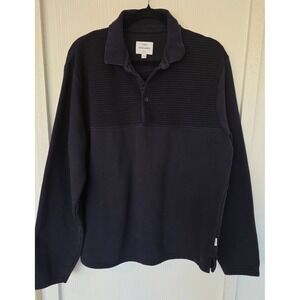 Peter Werth London Navy Blue Henley Polo Sweater Sz‎ M Preppy Old Money Academia